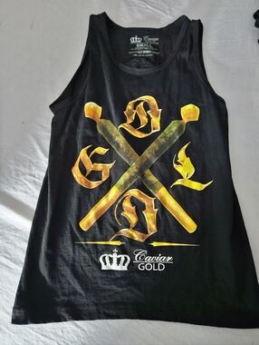 Caviar Gold Black Tank Top with Gold Graphic